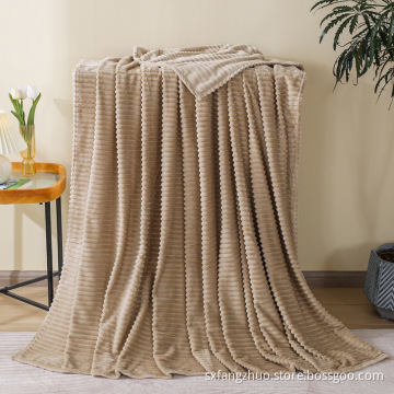 Thick 300 gsm customization color Reversible 3D Flannel Fleece throw bedroom blanket